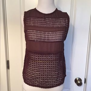 NEW GRIFFLIN TOP TANK BLOUSE BROWN SHEER Size SMALL